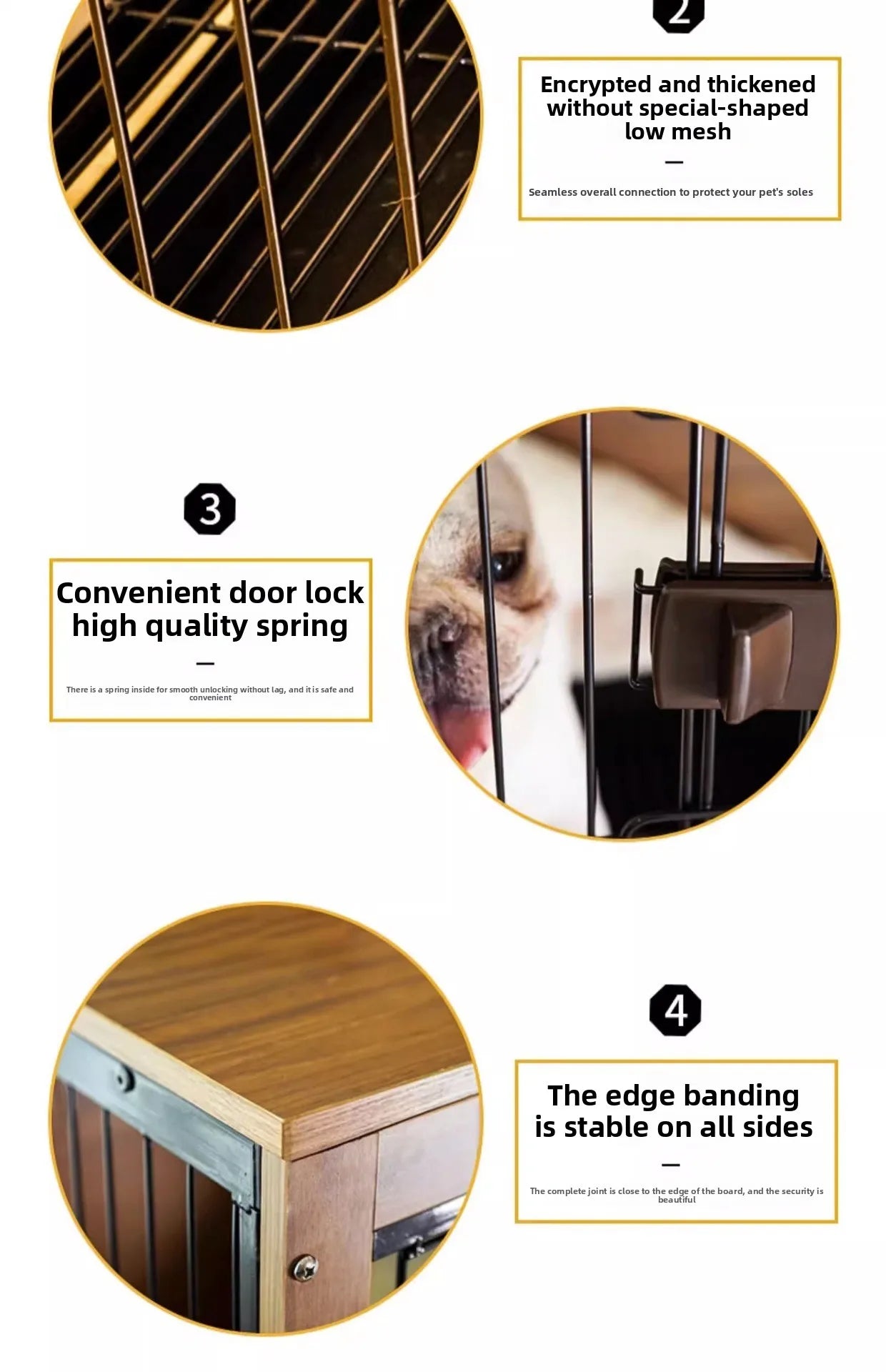 Dog Crate Wooden Pet Indoor Pen Home with Litter Box Separate Dog Kennel