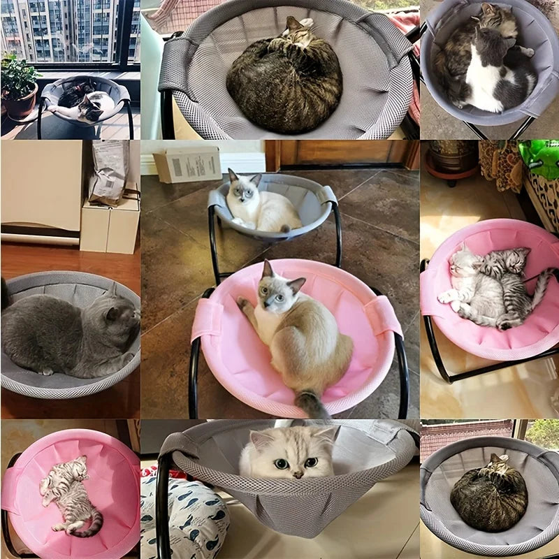 Cat Bed Stable Structure Detachable Excellent Breathability Easy Assembly Indoors Outdoors Free-Standing Sleeping Pet Hammock