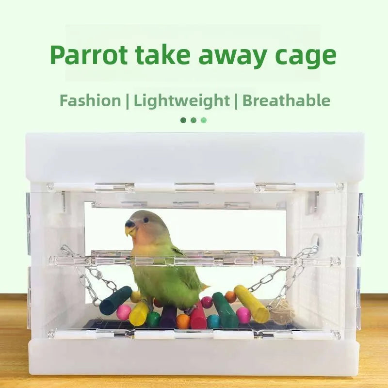 Portable Parrot Travel Cage Small Bird Cage for Budgies Lovebirds Foldable Carrier Outdoor