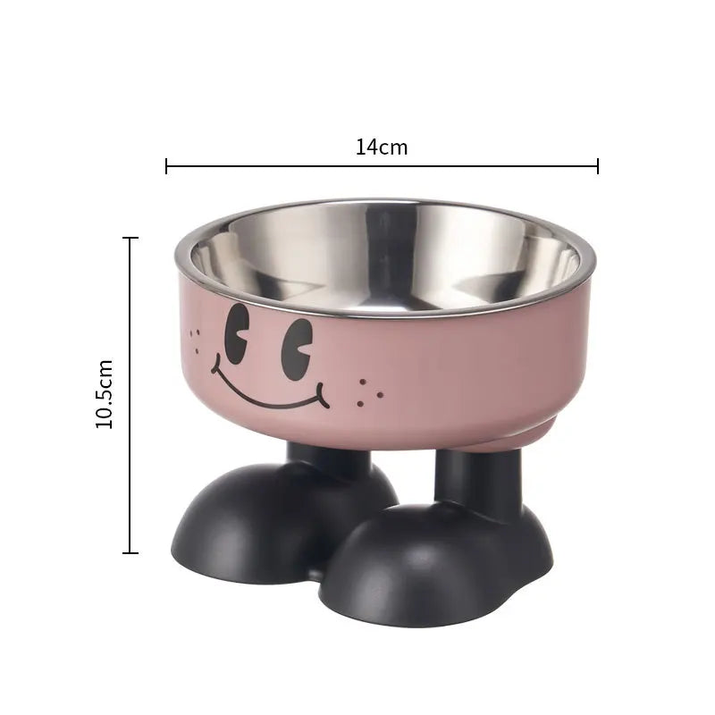 1pc Cartoon High-leg Cat Bowl, with joyful Face Design, Prevents Falling, Protects Pet'S Spine, Suitable for Dogs and Cats.