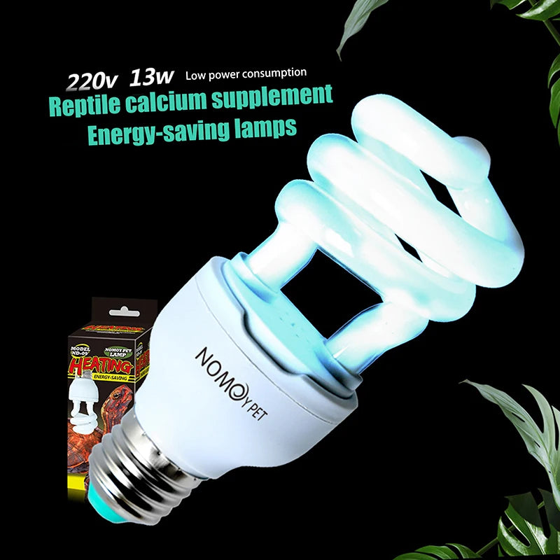 Reptile Heating Lamp with 13/26W UV Rays, 5.0 10.0 UVB, Suited for Various Pet Turtles, Lizards & Snakes