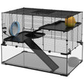 Three-tier Hamster Cage, With Quick Delivery, Glass Basin, Ramp And Sports Wheel, Suitable For Small Hamsters.