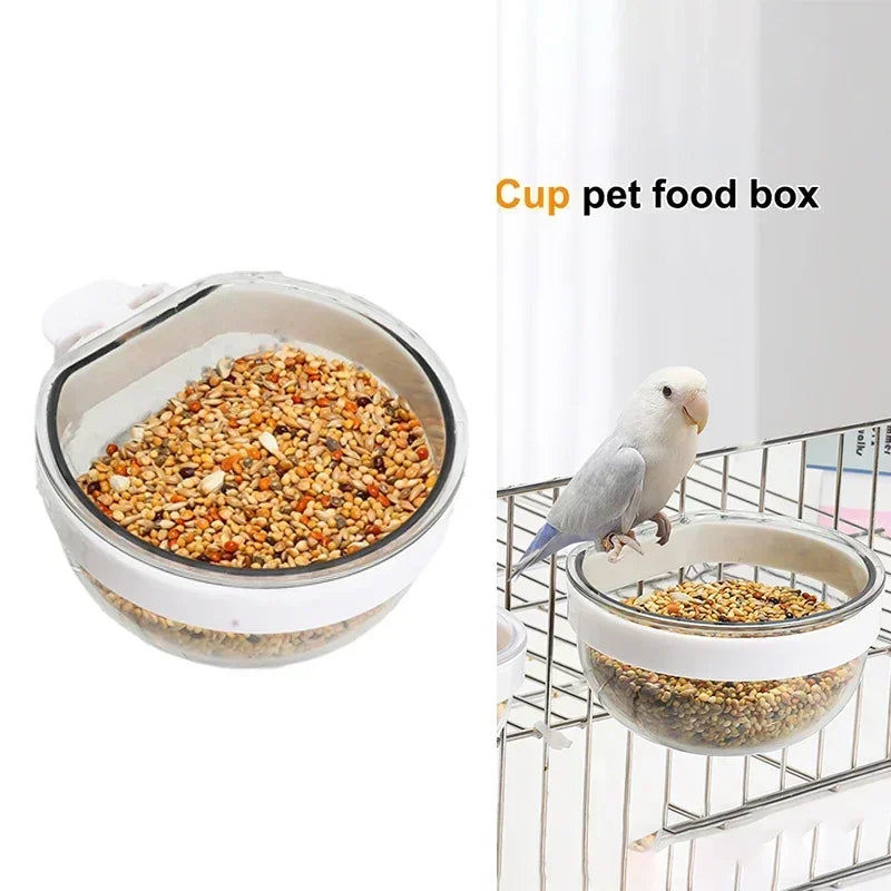 Bird Feeding Bowl Detachable Transparent Plastics Bowl Food Cup For Cage Convenient Hanging Parrots Water Feeder Pet Supplies