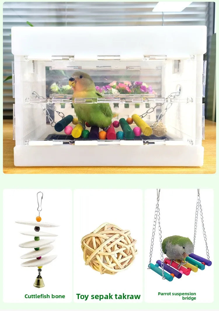 Portable Parrot Travel Cage Small Bird Cage for Budgies Lovebirds Foldable Carrier Outdoor