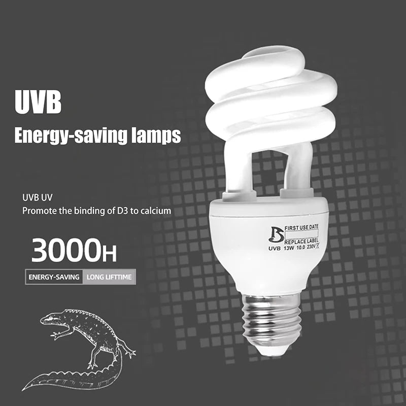 Reptile Heating Lamp with 13/26W UV Rays, 5.0 10.0 UVB, Suited for Various Pet Turtles, Lizards & Snakes