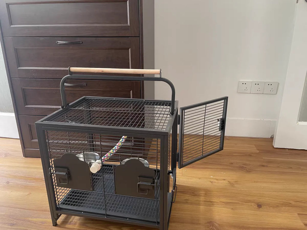 Travel Carrier Bird Cage Aviary For Bird Outside Iron Bird Cage Peony Tiger Pearl Parrot Carrying Cage 47.6 X 37.5 X 45.7 Cm