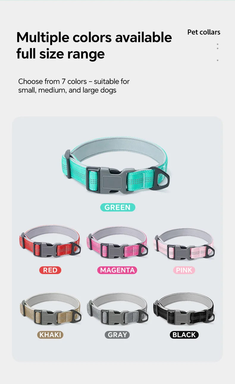 Dog Collar for Medium Dogs,Adjustable Pet Neck Band with Comfortable Soft Padding, Lifetime Durability, Heavy-Duty D-Ring