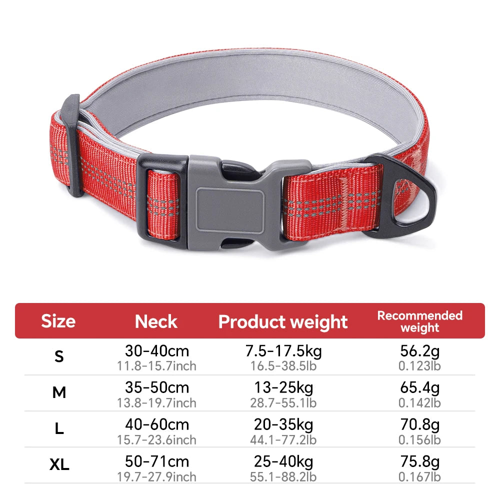 Dog Collar for Medium Dogs,Adjustable Pet Neck Band with Comfortable Soft Padding, Lifetime Durability, Heavy-Duty D-Ring