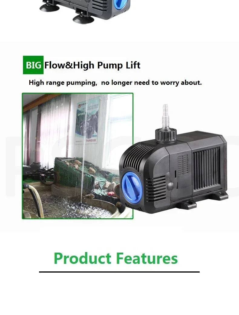 Fish Tank Quiet Frequency Circulating Filtration Pump 7/8/20/25/35/45/55W Multi-Function Submersible Aquarium Water Pond Pumps