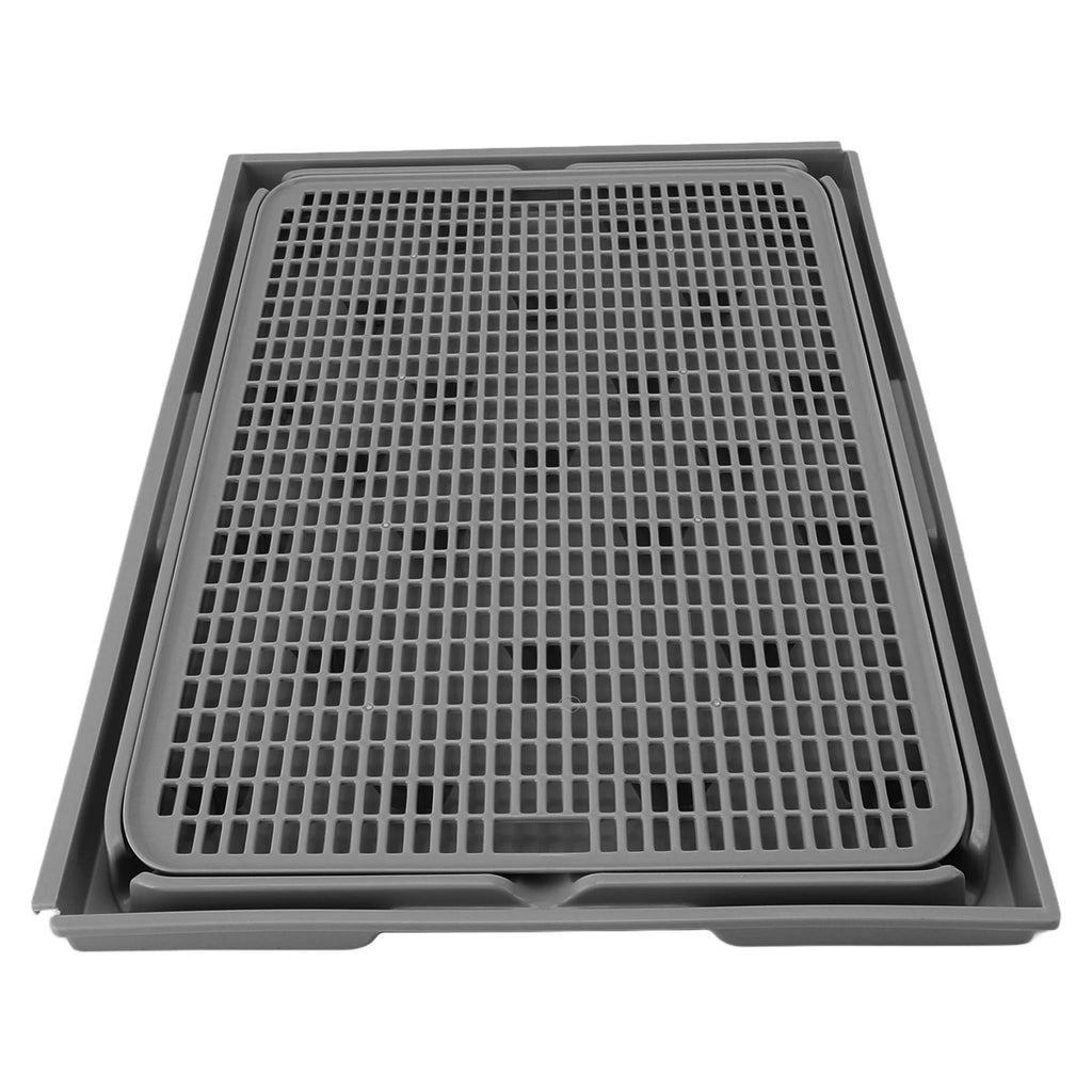 Cat Litter Box Mat 41x28x2cm Spacious Plastic Double Layer Washable Cat Litter Catcher Mat with Anti Slip Bottom Pet Supplies