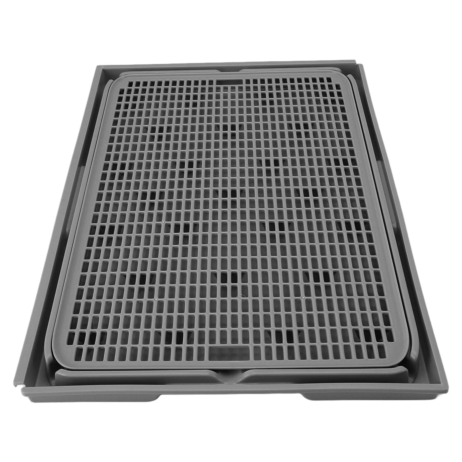 Cat Litter Box Mat 41x28x2cm Spacious Plastic Double Layer Washable Cat Litter Catcher Mat with Anti Slip Bottom Pet Supplies