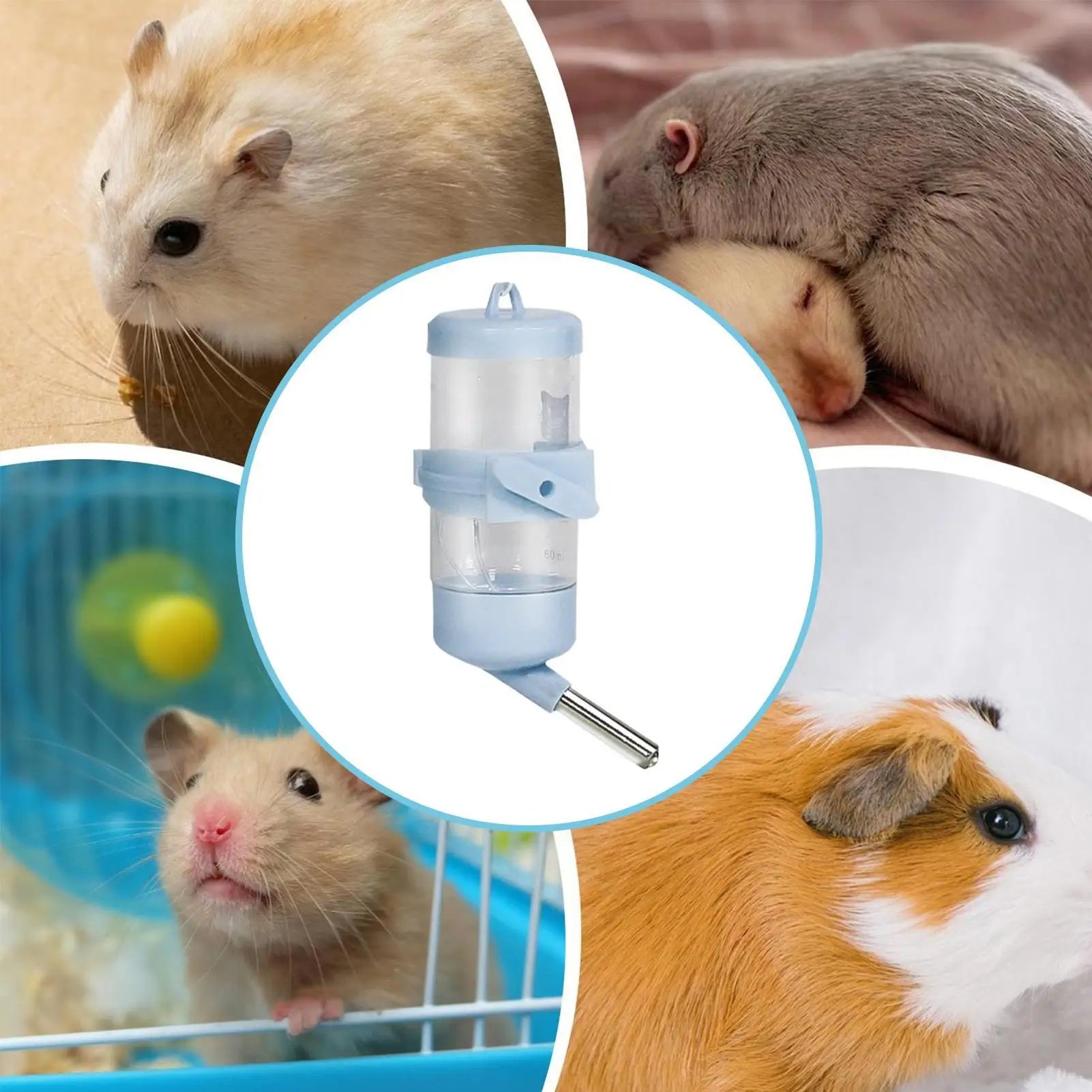 Hamster Water Bottle Hamster Cage Water Dispenser No Drip Bunny Drinker Small Accessories for Cage Gerbil Dwarf Hedgehog Pet