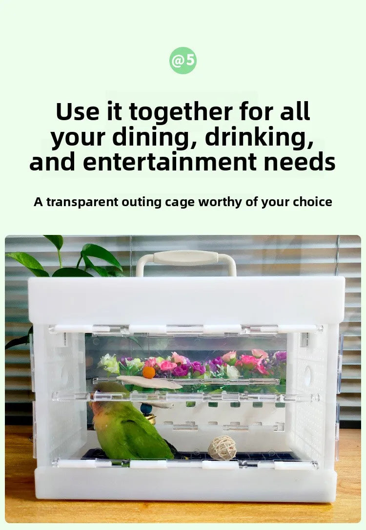 Portable Parrot Travel Cage Small Bird Cage for Budgies Lovebirds Foldable Carrier Outdoor