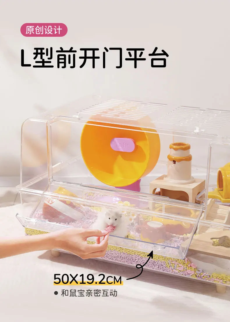 Large Villa Hamster Cage Transparent Acrylic 75 Breeding Box Gerbil House Habitat Decor for Hamsters Quail Chinchillas
