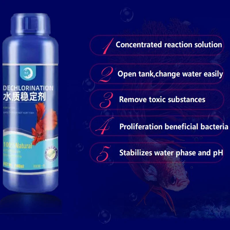 Fish Tank Water Purifier, Tropical Ornamental Fish, Chlorine Removal, Fishbowl, Change Water Stabilizer, 260ml