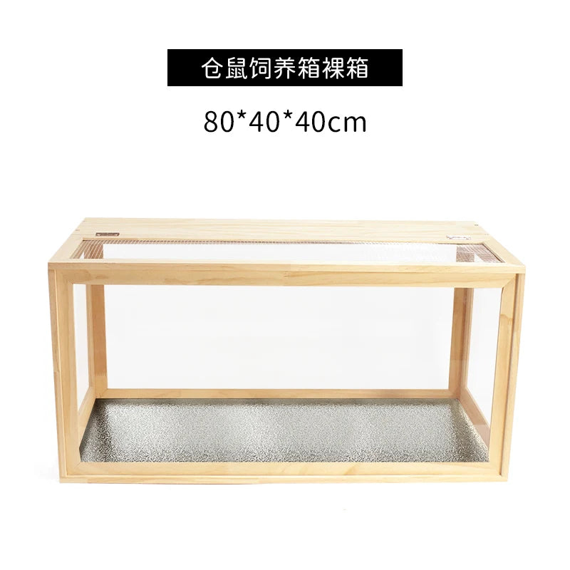 Hamster Frame Cage Solid Wood Acrylic Breathable Pet Cage Set for Golden Hamsters, Hedgehogs, Parrots, and Other Small Pets