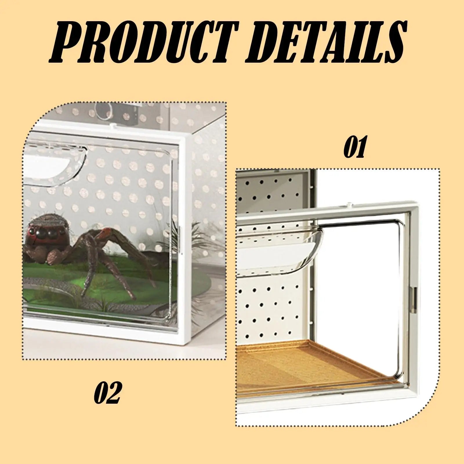 Reptile Terrarium, Breeding Tank, Breathable, Enclosure Cage, Reptile Feeding Box, Animal Habitat Cage for Geckos, Hamster