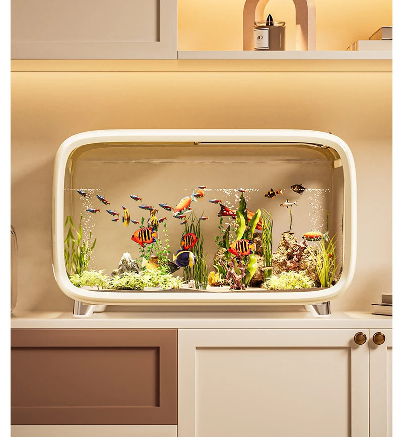 Home Living Room Ornamental Fish Tank Ecological Landscape Filtration Oxygen Generation Aquariums Multi-functional Feeding Tank