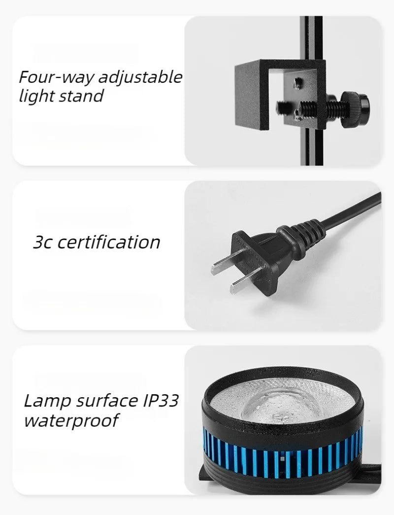 Fish Tank Downlight Led Full Spectrum Metal Aquarium Lamp Clip-on Waterproof Fishbowl Light Aquatic Plants Ornamental Lighting