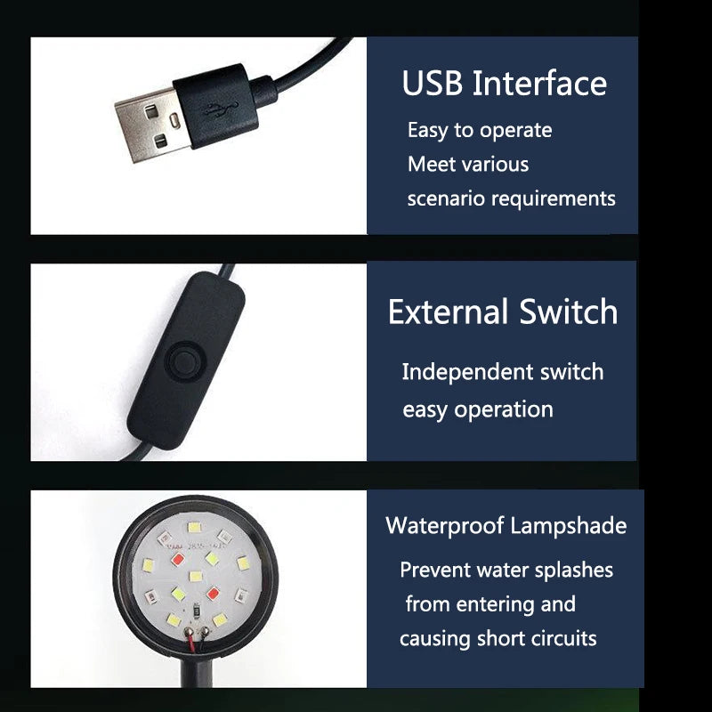 3W 5V USB Aquarium Light LED Waterproof Fish Tank Lighting Underwater Fish Lamp Aquariums Decor Plant Lamp Mini fish tank light