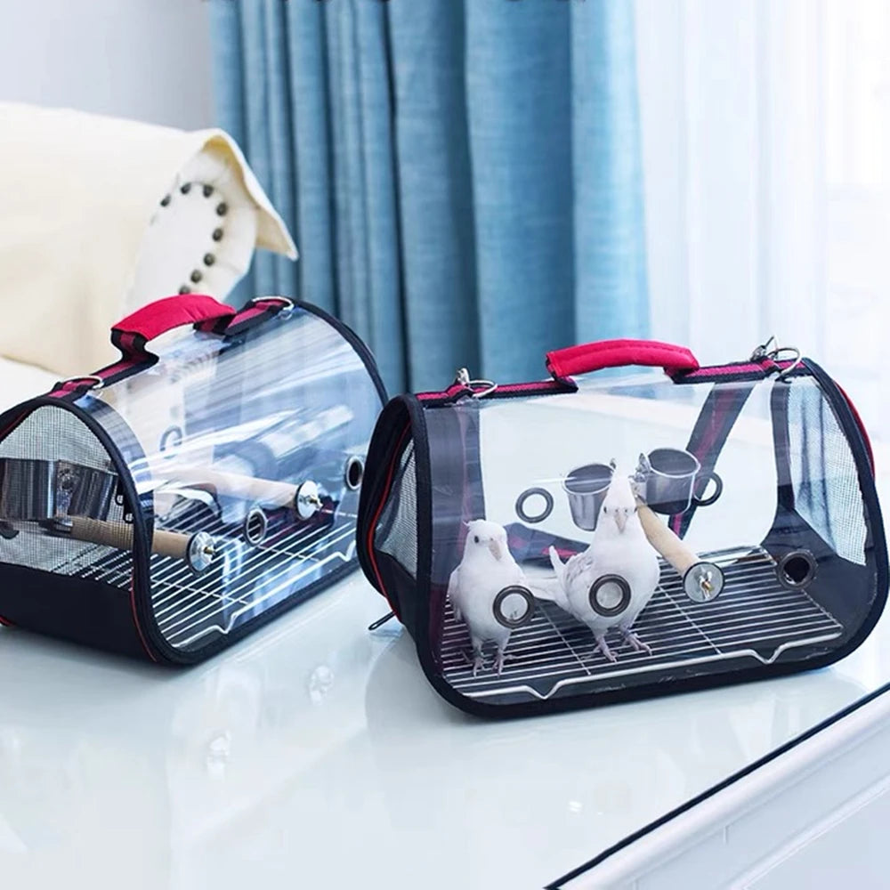 Bird Transport Cage Bird Travel Carrier with Perch Breathable Space Parrot Go Out Backpack Multi-functional Bird bag Outdoor