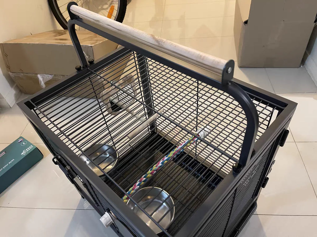 Travel Carrier Bird Cage Aviary For Bird Outside Iron Bird Cage Peony Tiger Pearl Parrot Carrying Cage 47.6 X 37.5 X 45.7 Cm