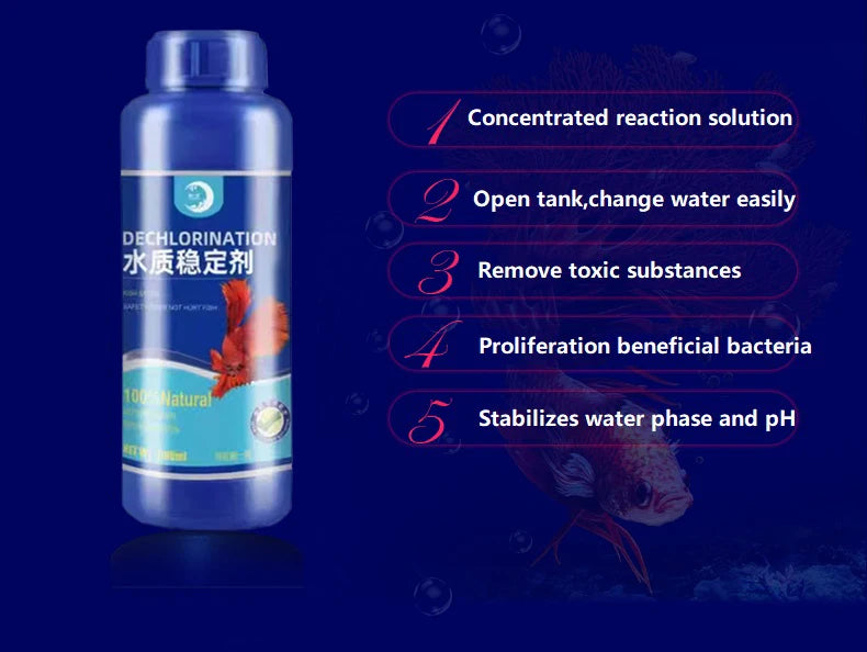 Fish Tank Water Purifier, Tropical Ornamental Fish, Chlorine Removal, Fishbowl, Change Water Stabilizer, 260ml