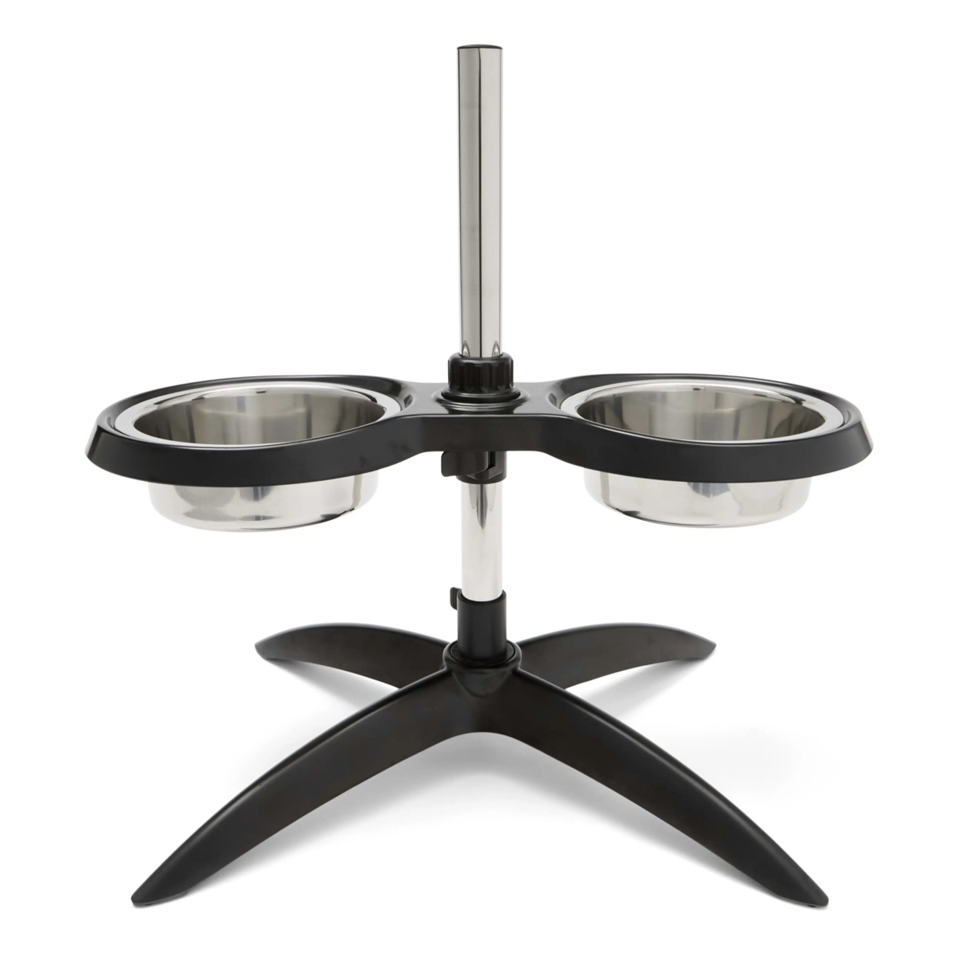 Elevated Raised Dog Bowl Stand with 2 Stainless Steel Bowls Adjustable Height for Medium Large Dogs