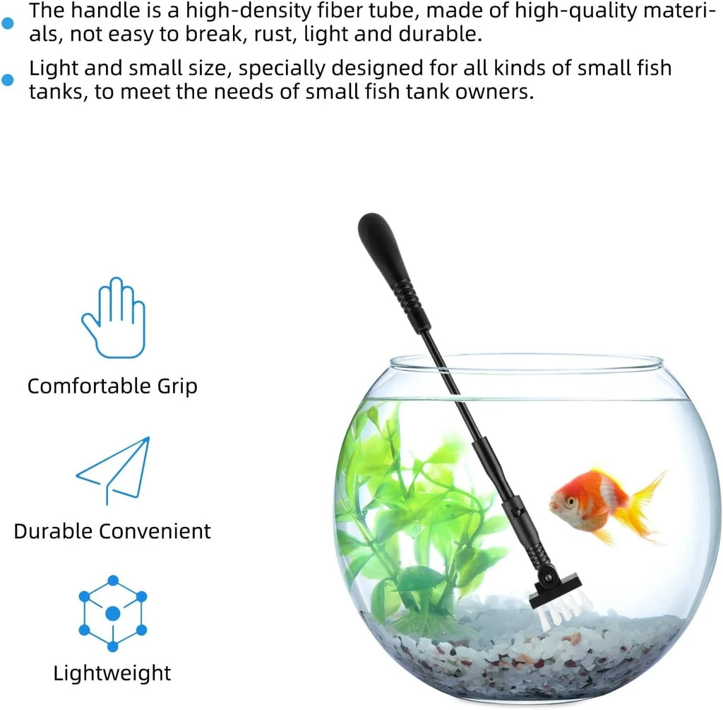 Fish Tank Cleaner, Aquarium Cleaning Tools Kit with Handle, Seaweed Scraper, Fishing Net, Sponge Brush,Wall Brush
