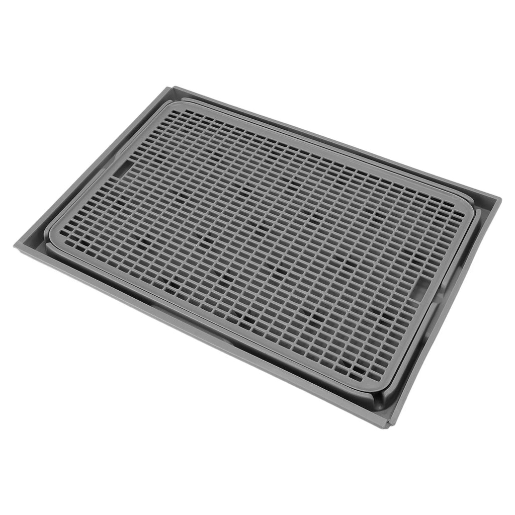 Cat Litter Box Mat 41x28x2cm Spacious Plastic Double Layer Washable Cat Litter Catcher Mat with Anti Slip Bottom Pet Supplies