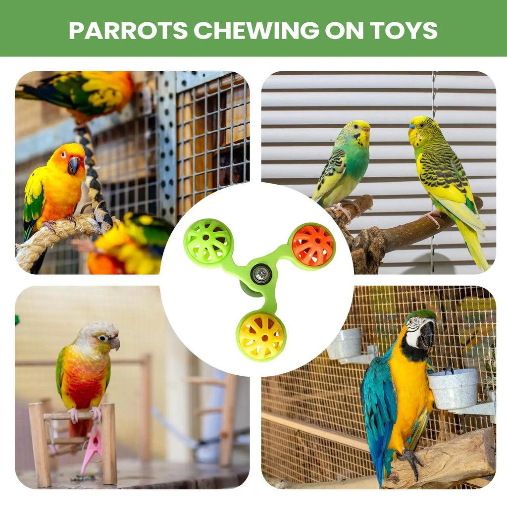 Bird Toys Fun Rotating Windmill with 3 Bells Bird Cage Toys for Parakeet Conure Cockatiel Lovebird Enrichment Play Chewing