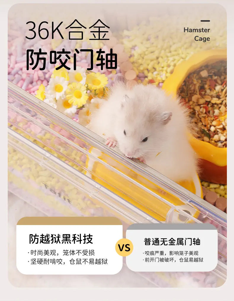 Large Villa Hamster Cage Transparent Acrylic 75 Breeding Box Gerbil House Habitat Decor for Hamsters Quail Chinchillas