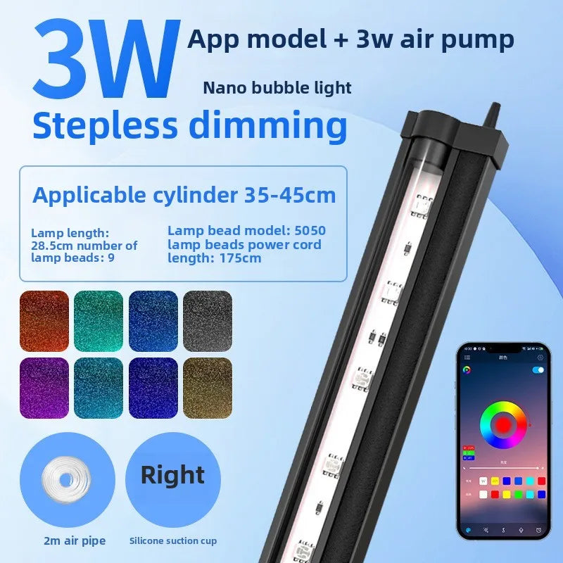 Fish tank Lighting LED waterproof light Color-changing bubble strip with special ornamental colorful lights for oxygenation