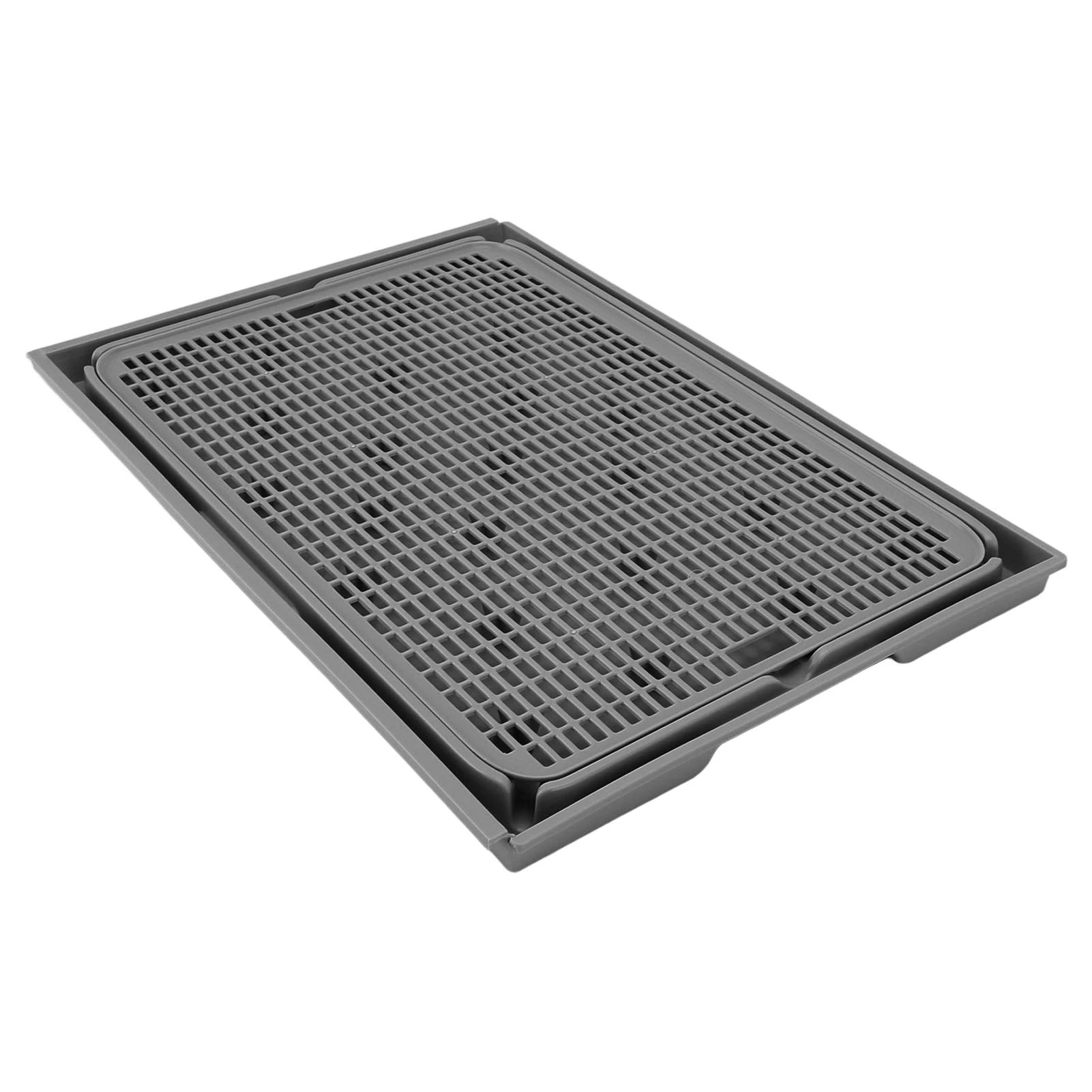 Cat Litter Box Mat 41x28x2cm Spacious Plastic Double Layer Washable Cat Litter Catcher Mat with Anti Slip Bottom Pet Supplies
