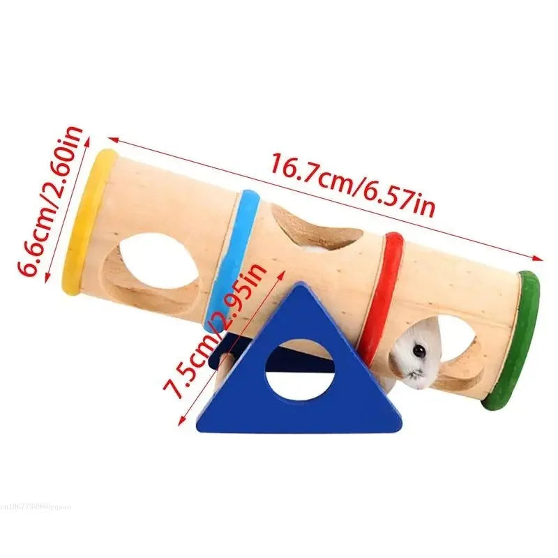 Hamster Toys Cage Wooden Colorful Seesaw House Hide Play Pet Toys for Hamster Rat Mouse Mice Guinea Pig Cage Accessories