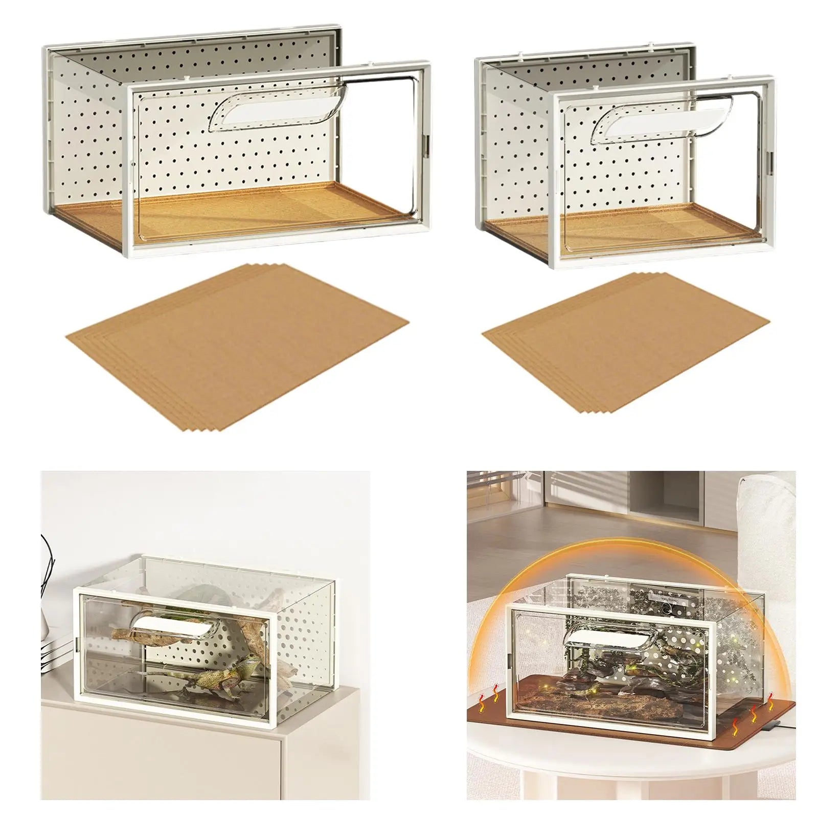 Reptile Terrarium, Breeding Tank, Breathable, Enclosure Cage, Reptile Feeding Box, Animal Habitat Cage for Geckos, Hamster