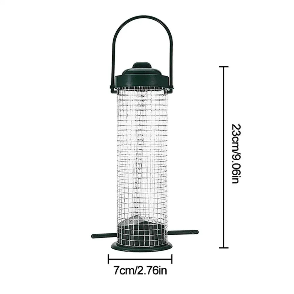 Pet Bird Hanging Feeders Outdoor Pet Parrot Seeds Food Feeder Wild Bird Grid Food Dispensers Yard Garden Bird Feeding Device