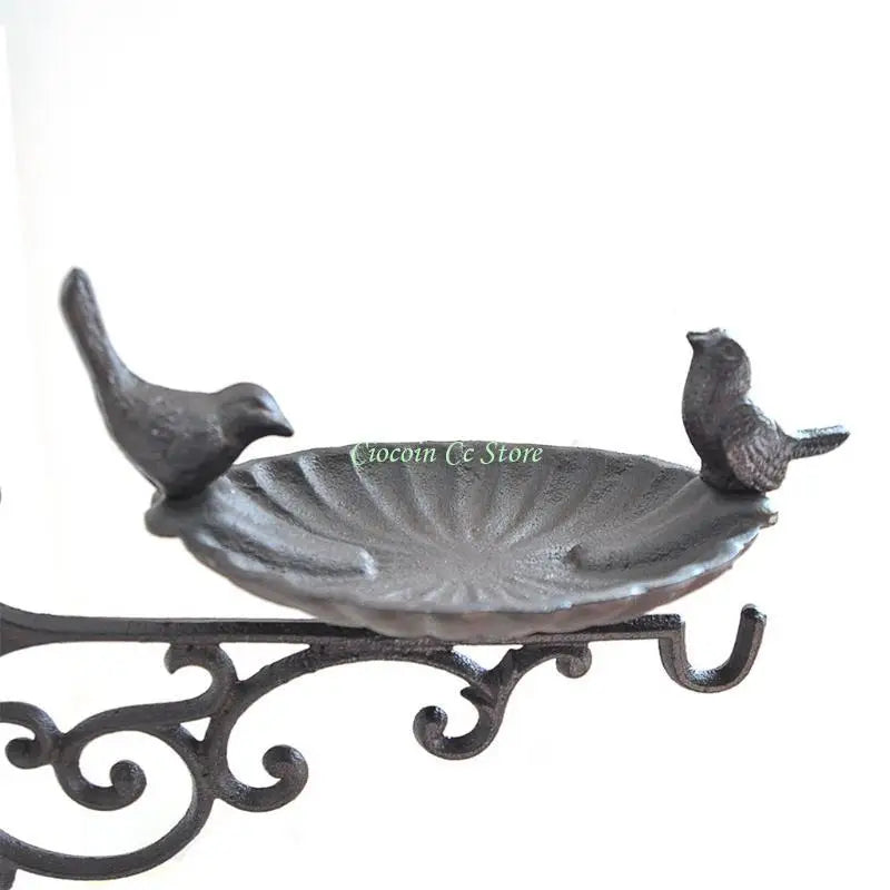 X90F Cast Iron Bird Bath Garden Decor Wall Mounted Vintage Water Bowl for Wild Bird