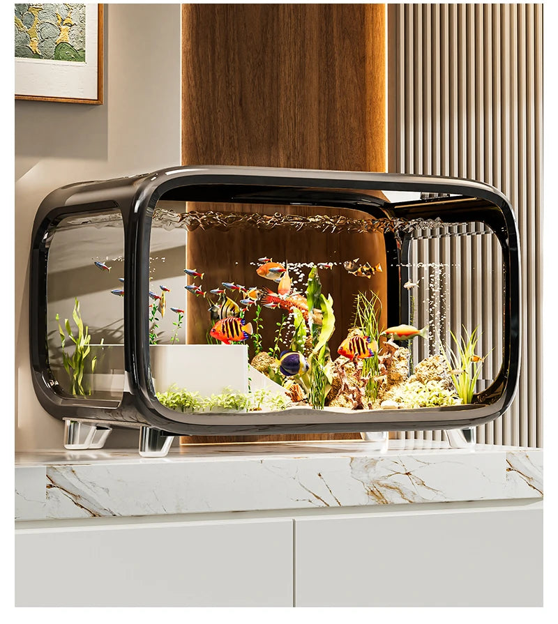 Home Living Room Ornamental Fish Tank Ecological Landscape Filtration Oxygen Generation Aquariums Multi-functional Feeding Tank