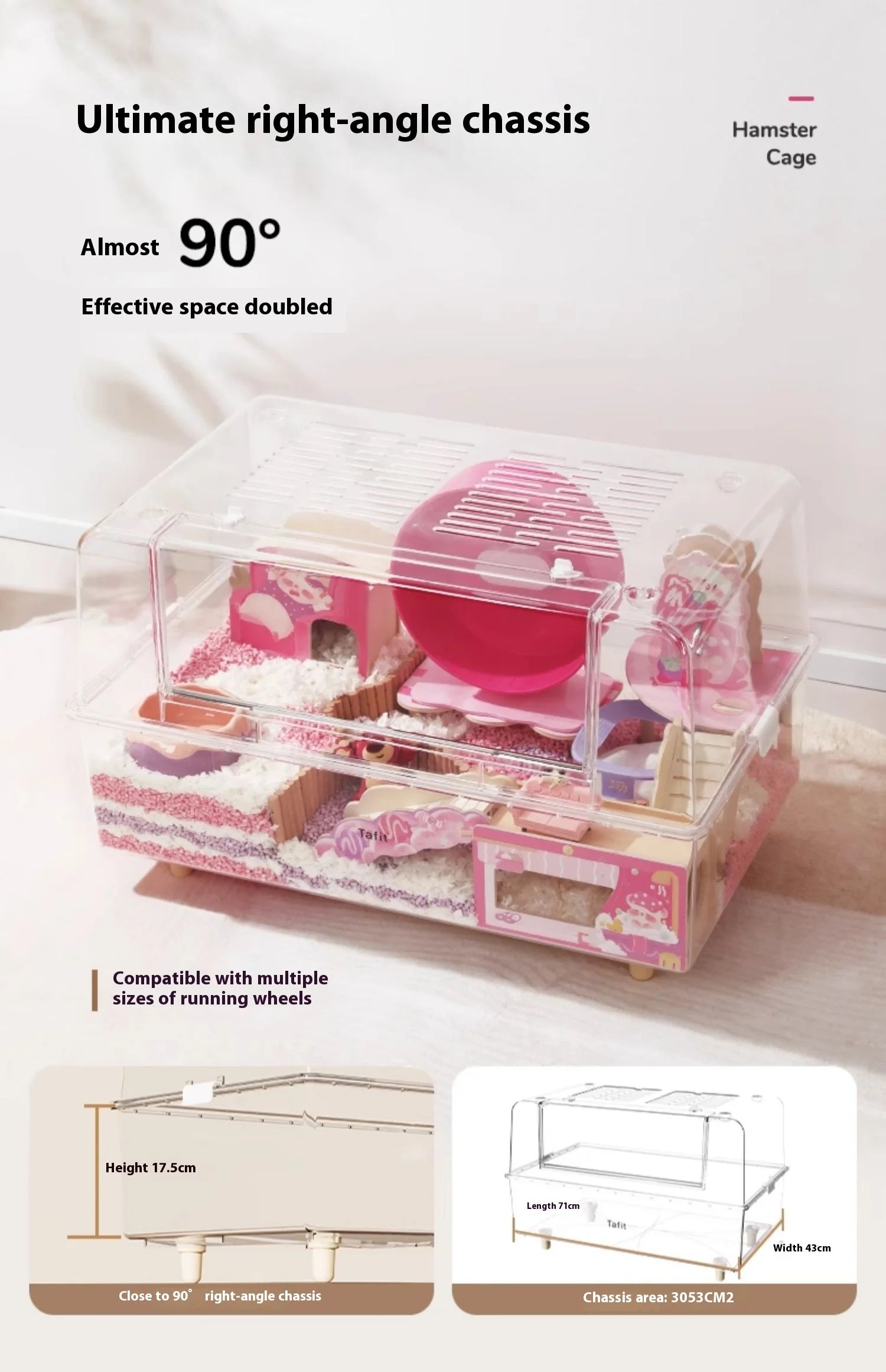 Large Villa Hamster Cage Transparent Acrylic 75 Breeding Box Gerbil House Habitat Decor for Hamsters Quail Chinchillas