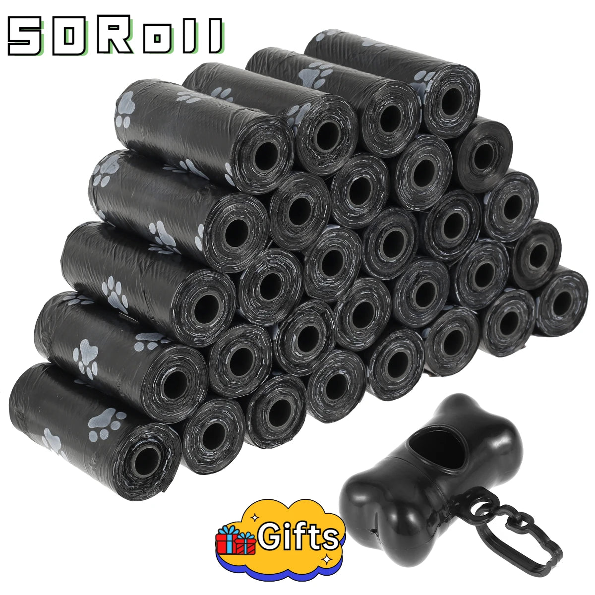 10/30/50Roll Dog Poop Disposable Pet Waste Bags Dog  Design Pet Poop Clean Pick Up Bone Bag Dispenser Tools