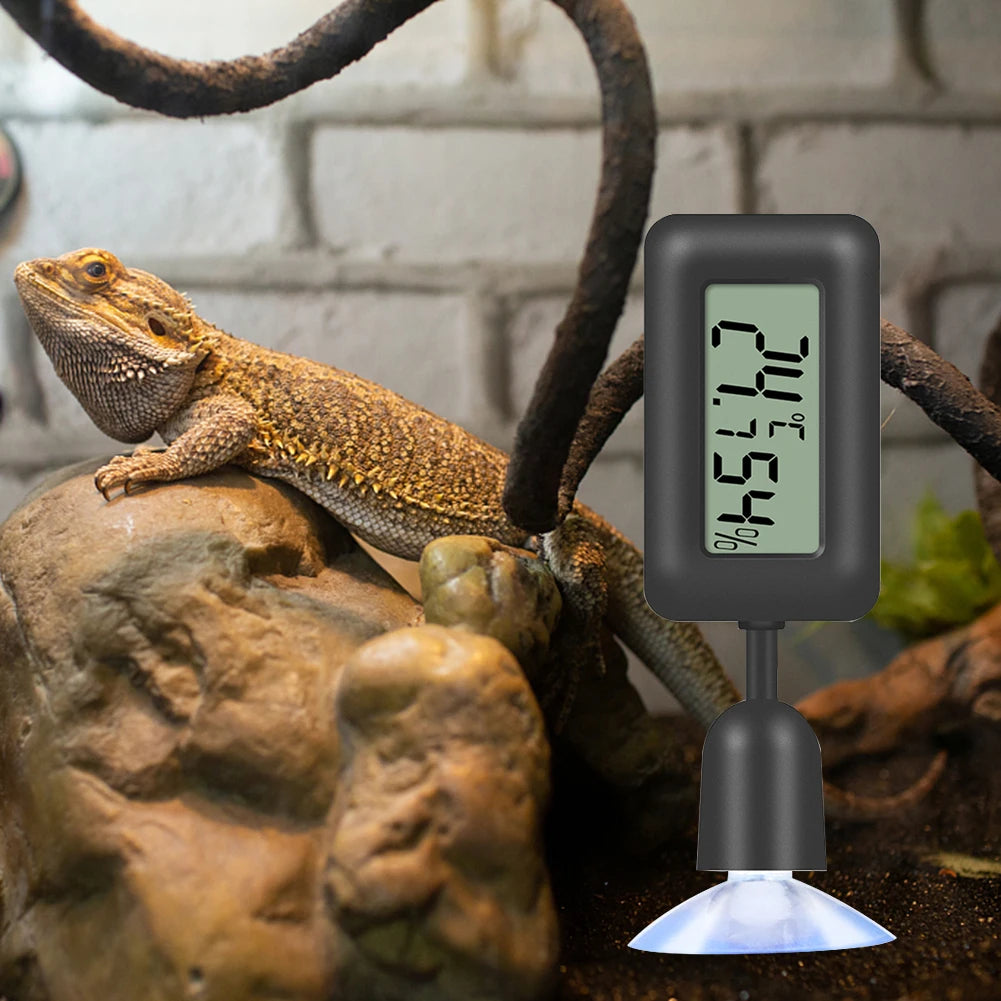 Reptile Thermometer Thermometer Hygrometer with Suction Cup Digital Aquarium Hygro-Therm Reptier Accessoires for Pets