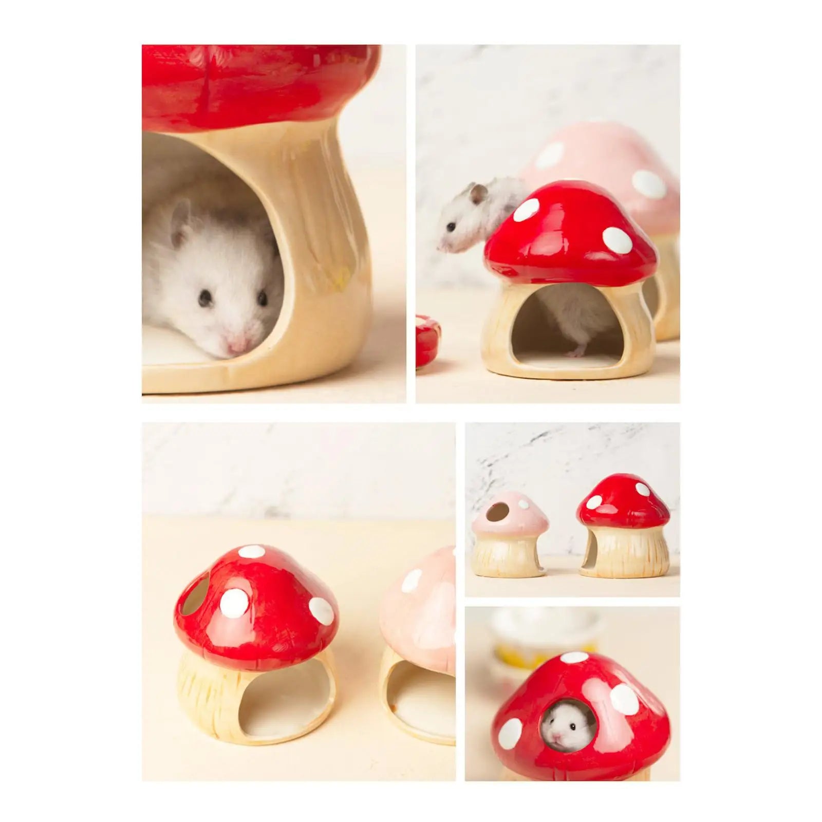 Ceramic Hamster House Multipurpose Durable Creative Furniture Food Bowl for Dwarf Hamster Ferret Hedgehog Gerbils Small Animals