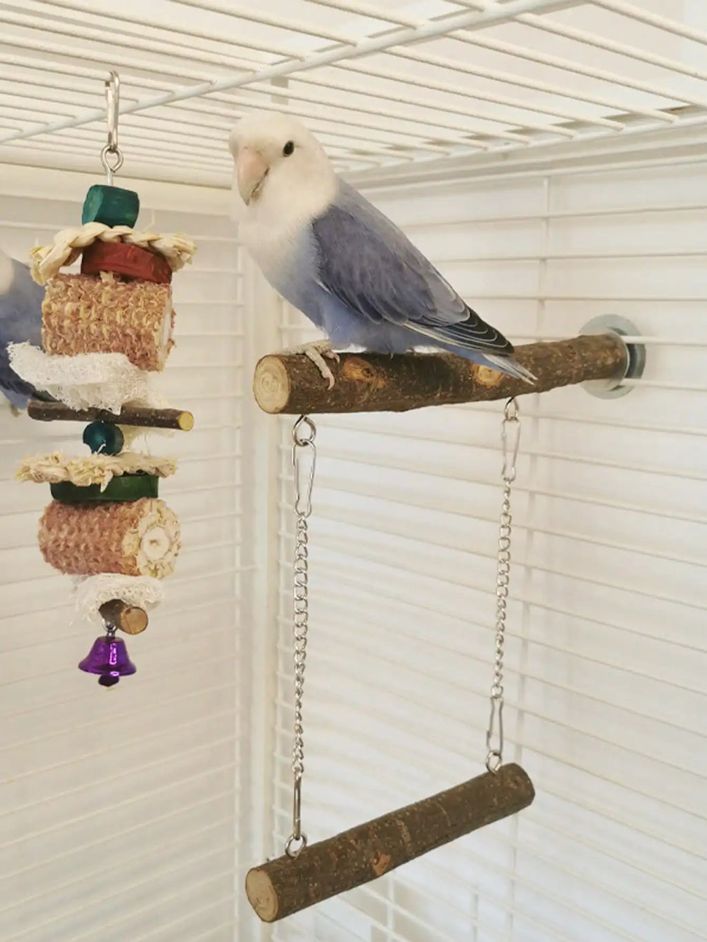 Bird Swing, Parrot Perch Stand Natural Wood Stand Parrot Cage Toys for Parakeet Cockatoo Budgie Lovebirds Cockatiel Small Animal