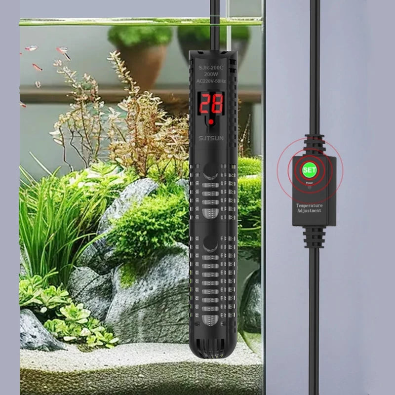 Aquarium Heater Fish Tank LCD Display Digital Thermostat Submersible Water Heating Rod Constant Temperature Control 220v
