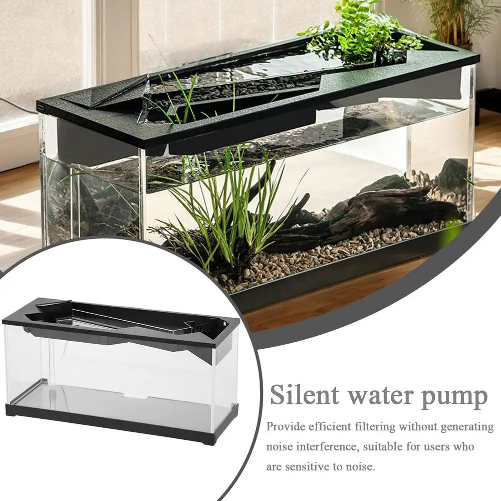 Small Fish Tank Acrylic Clear Desk Aquarium with Filter Fish Tank Starter Kits with Air Pump for Tabletop Living Room Studio Dec