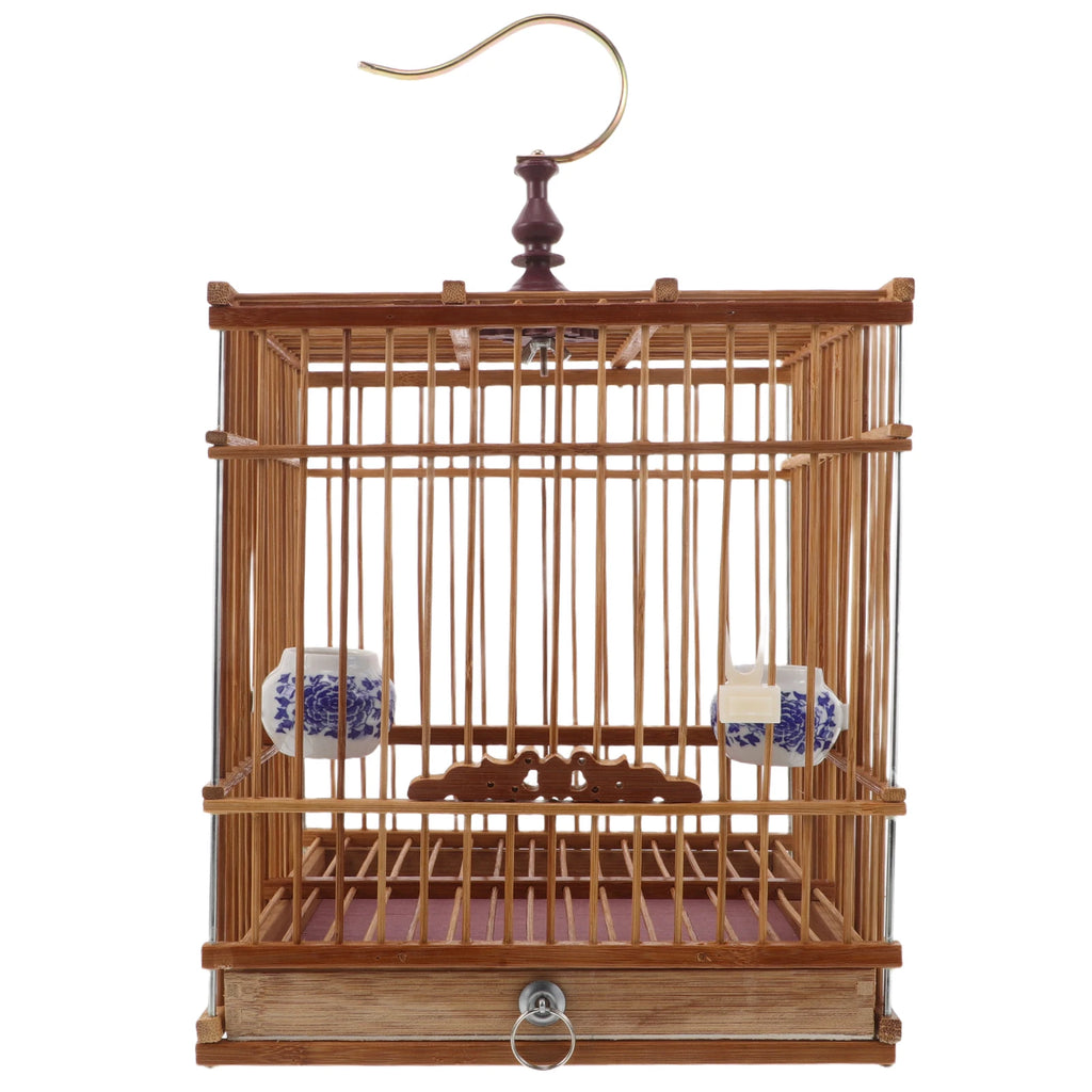 Bamboo Bird Cage for Pet Birds Songbirds Canary Small Parrots Finch Pets Birdcages