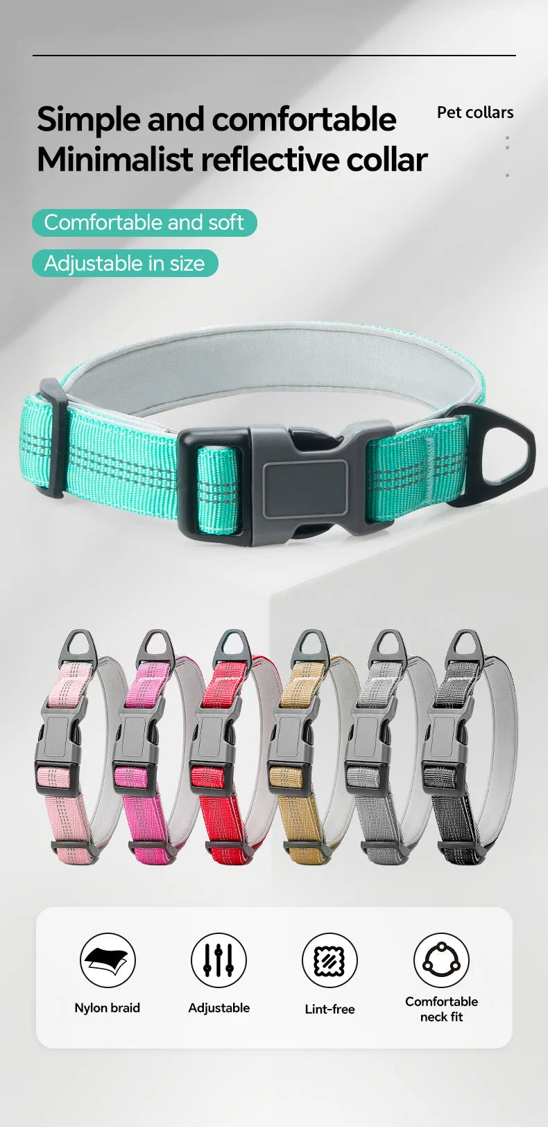 Dog Collar for Medium Dogs,Adjustable Pet Neck Band with Comfortable Soft Padding, Lifetime Durability, Heavy-Duty D-Ring