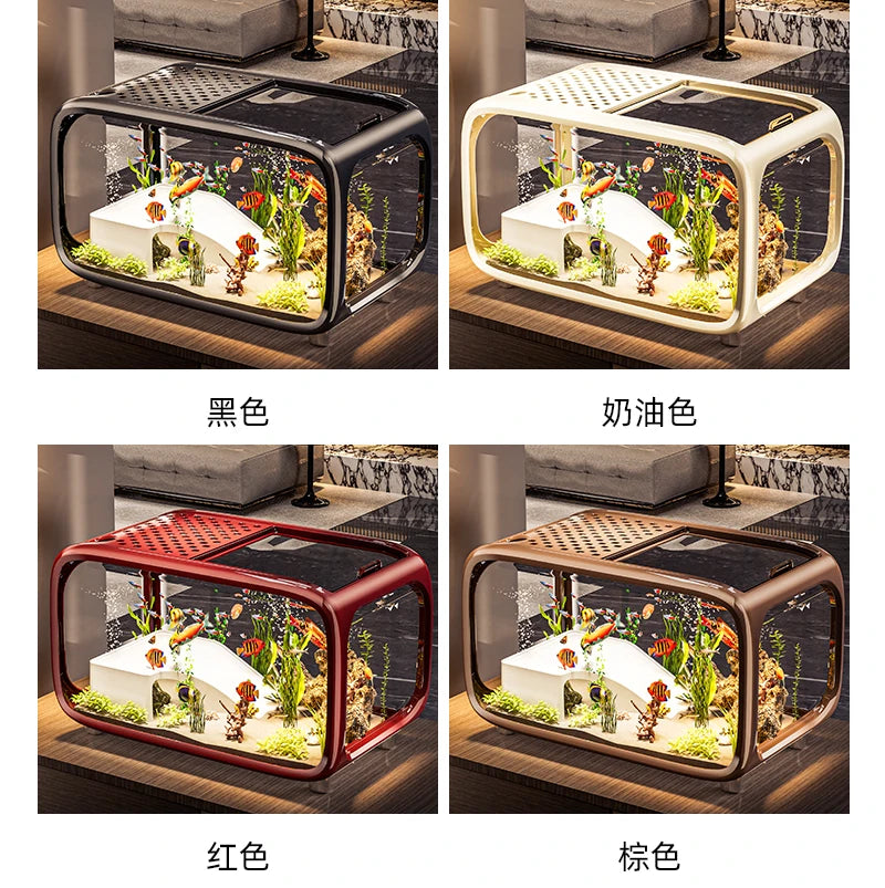 Home Living Room Ornamental Fish Tank Ecological Landscape Filtration Oxygen Generation Aquariums Multi-functional Feeding Tank