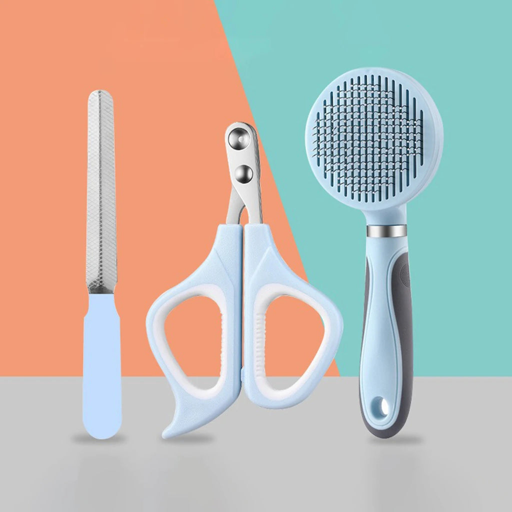 3-in-1 Pet Grooming Kit: Comb, Nail Clippers & Nail Grinder, Safe & Easy-to-Use for Cats & Dogs